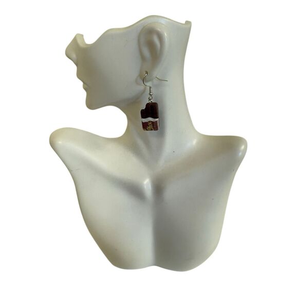 Chocolate Bar Statement Earrings - Picture 2 of 3